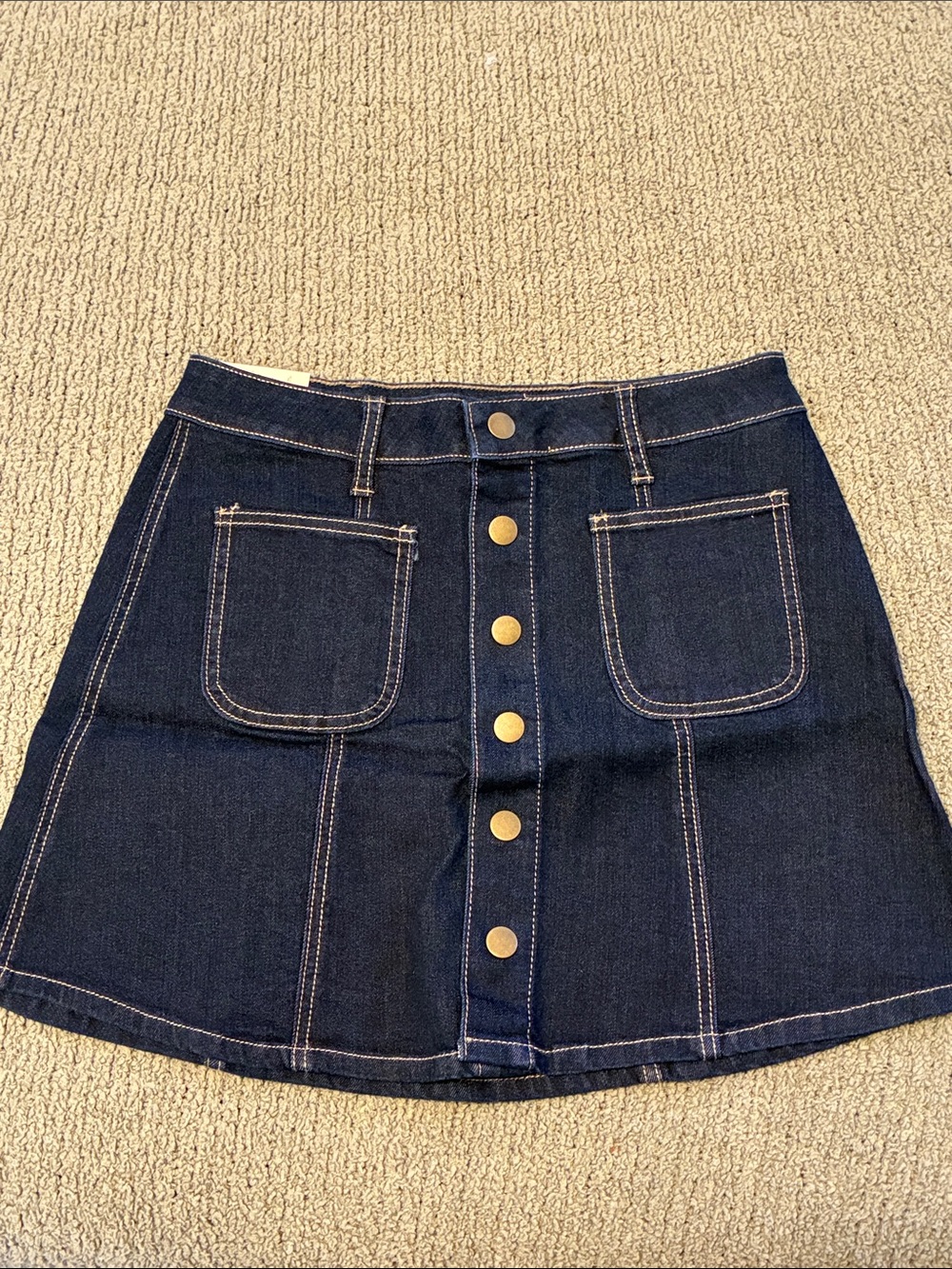 BRAND NEW: Altar’d State Dark Blue Denim Button-Front Mini Skirt